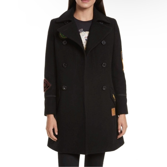 Coach wool Military Patch Naval Pea Coat NWOT - Picture 3 of 16